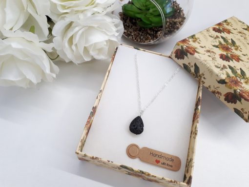 Fertility stone necklace, fertility stone to buy. Black Lava Stone Necklace – Lava Stone Pendant, Essential Oil Diffuser Jewelry