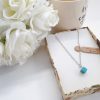 protection hand necklace, protection medallion necklace. Turquoise Square Silver Necklace