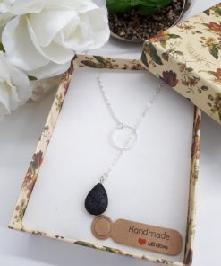 Best anxiety necklace, best fertility stone. Black Lava Stone Necklace – Lava Stone Pendant, Essential Oil Diffuser Jewelry
