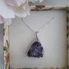 Druzy amethyst pendant necklace. price, meaning