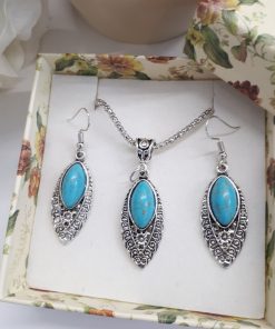 Protection beads necklace, protection blessing necklace. Oval Teardrop Turquoise Set – Teardrop Oval Silver Turquoise Earrings – Turquoise Pendant Necklace