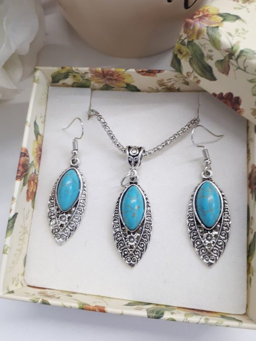 Protection beads necklace, protection blessing necklace. Oval Teardrop Turquoise Set – Teardrop Oval Silver Turquoise Earrings – Turquoise Pendant Necklace