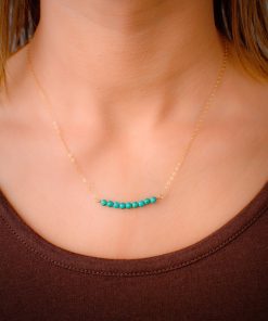 Protection symbol necklace, protection trio necklace. Gold Bar Necklace Turquoise Beads – Turquoise Bar Necklace