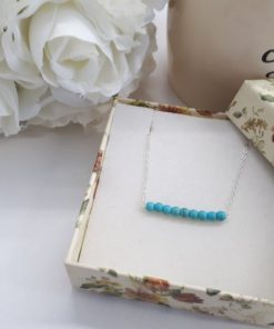 Protection symbol necklace, protection trio necklace. Silver Bar Necklace Turquoise Beads – Turquoise Bar Necklace