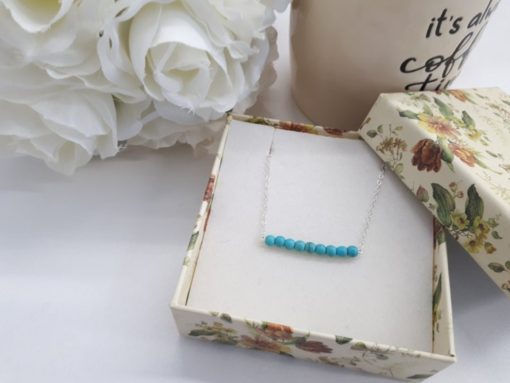 Protection symbol necklace, protection trio necklace. Silver Bar Necklace Turquoise Beads – Turquoise Bar Necklace