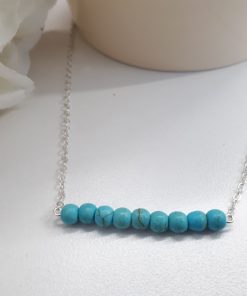 Protection symbol necklace, protection trio necklace. Silver Bar Necklace Turquoise Beads – Turquoise Bar Necklace