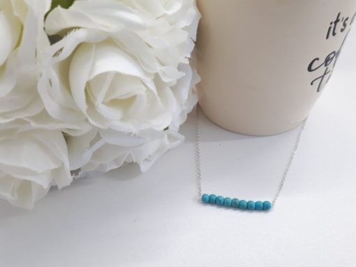 Protection symbol necklace, protection trio necklace. Silver Bar Necklace Turquoise Beads – Turquoise Bar Necklace