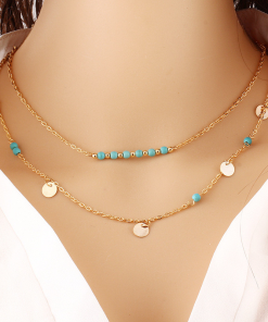 archangel protection necklace, aura protection necklace, best protection necklace. Turquoise Layered Necklace – Turquoise gold Multi Strand Necklace