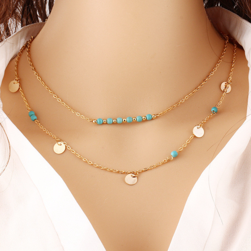 archangel protection necklace, aura protection necklace, best protection necklace. Turquoise Layered Necklace – Turquoise gold Multi Strand Necklace