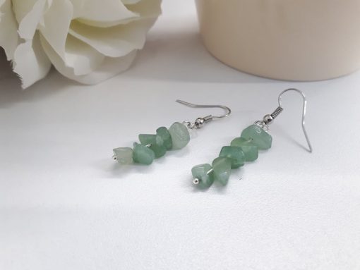 Green Fluorite Earrings – Fluorite Chip Stone Earrings – Silver Fluorite Earrings – Fluorite Jewelry