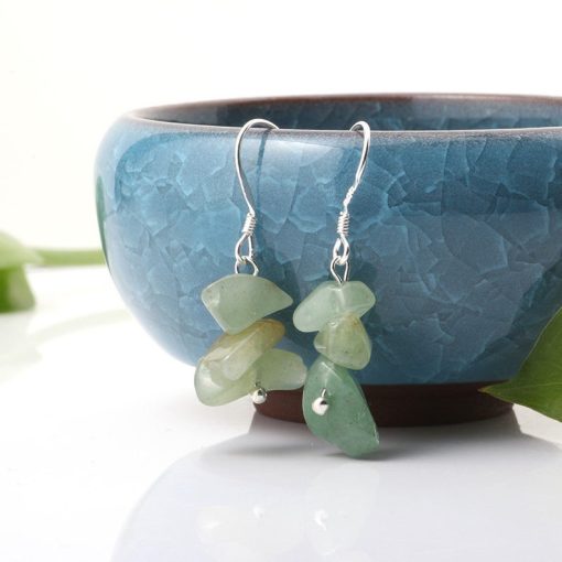 Green Fluorite Earrings – Fluorite Chip Stone Earrings – Silver Fluorite Earrings – Fluorite Jewelry