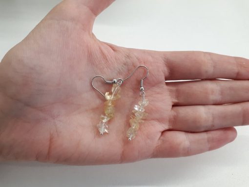 Citrine Crystal Earrings - Chip Citrine Crystal Earrings - Silver Earrings - Citrine Stone Jewelry - Chip gemstone earrings - Dangle Earrings for Women