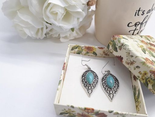 Sleeping Beauty Teardrop Turquoise Earrings. Turquoise Dangle Earrings – Sterling Silver Earrings – Sleeping Beauty Teardrop Turquoise Earrings