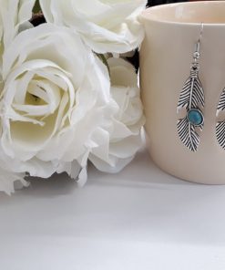 Genuine Turquoise Earrings – Blue Stone Dangle Earrings. December Birthstone Jewelry, Feather Jewelry, Turquoise Jewelry For Women