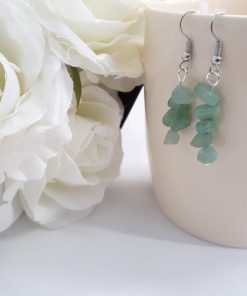 Green Fluorite Earrings – Fluorite Chip Stone Earrings – Silver Fluorite Earrings – Fluorite Jewelry