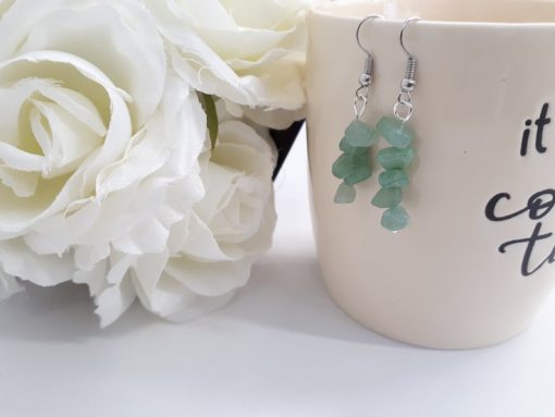 Green Fluorite Earrings – Fluorite Chip Stone Earrings – Silver Fluorite Earrings – Fluorite Jewelry