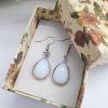 Healing crystals for confidence. Genuine Opal Earrings – White Stone Dangle Earrings. Opal Earring For Women Teardrop Earrings