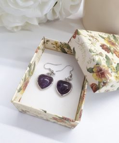 Amethyst earrings dangle – Handmade silver Amethyst earrings. how to open chakra with crystals, opening chakra with crystals