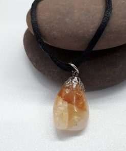 Citrine crystal Cotton Cord pendant. best healing crystal for wealth - crystal for wealth and success