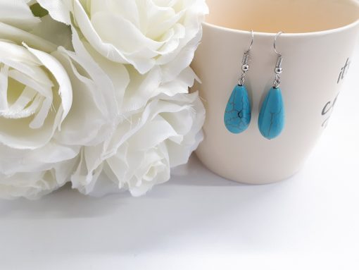Reiki earrings studs, reiki healing earrings. Teardrop Turquoise Earrings – Sterling Silver Dangle Earrings