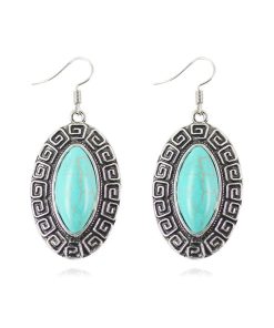 Turquoise Dangle Earrings, Oval Turquoise Silver Earrings. Unique Sleeping Beauty Teardrop Turquoise Earrings. Turquoise Pendant Jewelry set