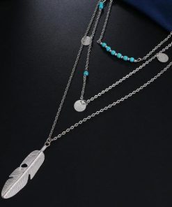 Scalar emf protection and healing necklace, silver and turquoise layered necklace. Triple Silver Turquoise necklace – Turquoise Layered Necklace