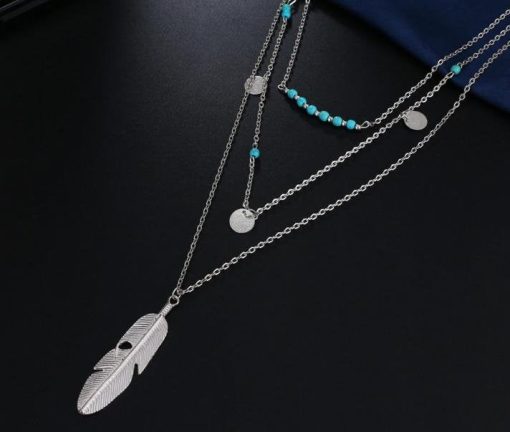 Scalar emf protection and healing necklace, silver and turquoise layered necklace. Triple Silver Turquoise necklace – Turquoise Layered Necklace