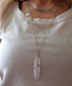 Scalar emf protection and healing necklace, silver and turquoise layered necklace. Triple Silver Turquoise necklace – Turquoise Layered Necklace