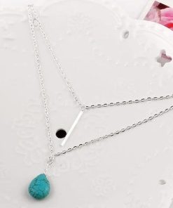 Personal emf protection necklace, scalar emf protection and healing necklace, turquoise layered necklace. Double Silver Necklace – Double Turquoise Necklace – Multi Strand Necklace
