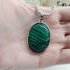 Malachite Pendant - Malachite oval talisman for protection while traveling - Best Crystal for physical protection