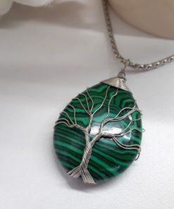 Malachite tree of life pendant for necklace
