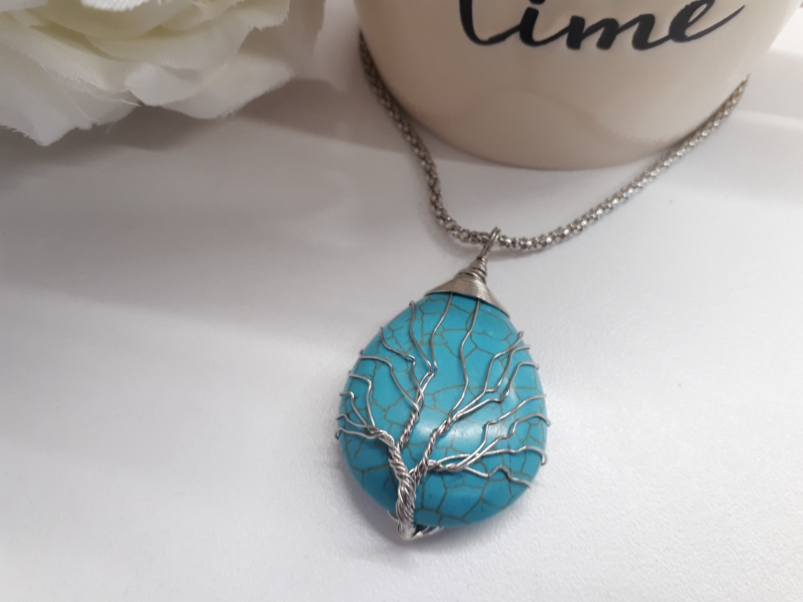 CLEARANCE White Turquoise Tree of Life Necklace
