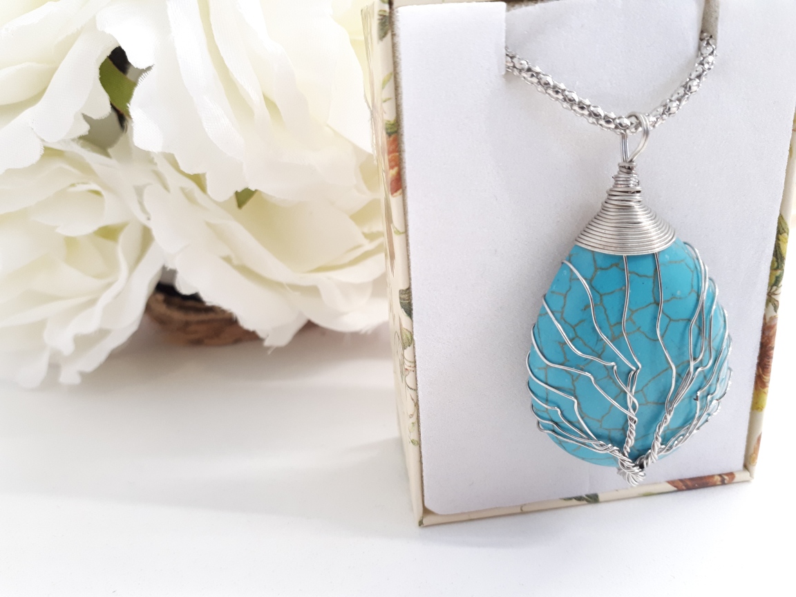 CLEARANCE White Turquoise Tree of Life Necklace
