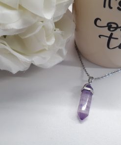 Purple Fluorite Point Pendant - fluorite stone Jewelry for removing negative energy, best crystal for heart chakra