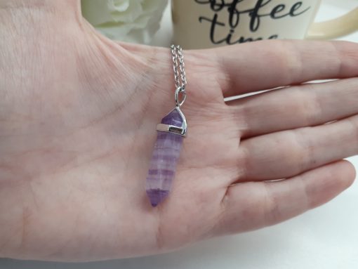 Purple Fluorite Point Pendant - fluorite stone Jewelry for removing negative energy, best crystal for heart chakra