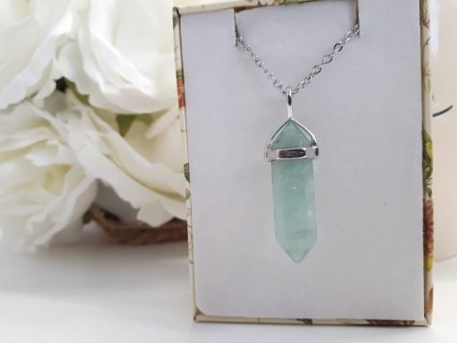 Green Fluorite Point Pendant - fluorite stone Jewelry for removing negative energy, best crystal for heart chakra