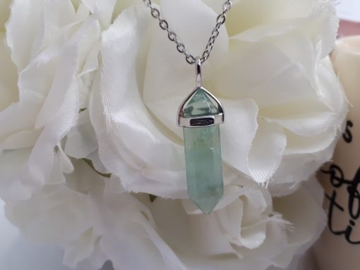 Green Fluorite Point Pendant - fluorite stone Jewelry for removing negative energy, best crystal for heart chakra