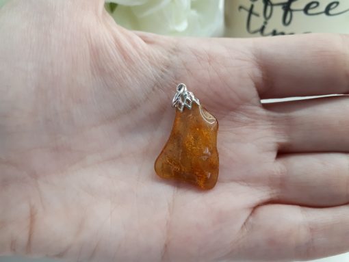 Natural Amber Pendant Necklace - Amber necklace for teething. Minimalist Amber Necklace for teething